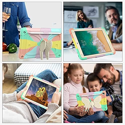 מארז טאבלט טאבלט מארז טאבלט תואם למקרה של הדור השישי החמישי של iPad תואם לילדים | iPad 9.7 Case 2017 2018, מקרה לילדים אטום הלם עם רצועת